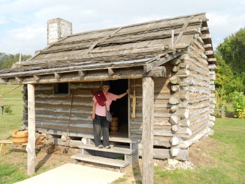 Cabin on site, furnished with tools, furniture & period foodstuffs gets the nod from Kay.